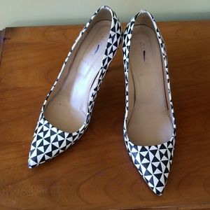 J. Crew heels. Harlequin pattern.